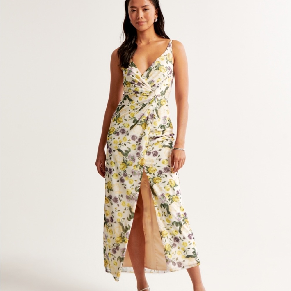NWT Abercrombie & Fitch Floral Yellow and Cream Maxi Dress